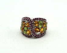Lade das Bild in den Galerie-Viewer, S317 Silberring mit Citrin, Peridot und Rodolith