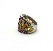 Lade das Bild in den Galerie-Viewer, S317 Silberring mit Citrin, Peridot und Rodolith