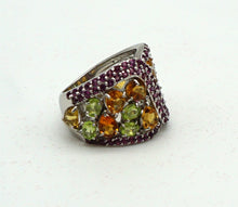 Lade das Bild in den Galerie-Viewer, S317 Silberring mit Citrin, Peridot und Rodolith