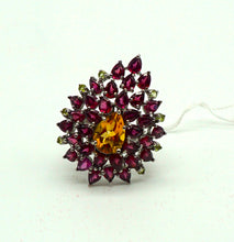 Lade das Bild in den Galerie-Viewer, S302 Silberring mit Rodolithe, Citrin, Peridot