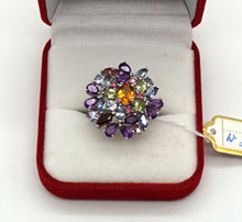 Lade das Bild in den Galerie-Viewer, S303 Silberring mit Citrin, Amethyst, Peridot, Rodolithe und Tansanite