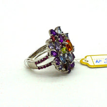 Lade das Bild in den Galerie-Viewer, S303 Silberring mit Citrin, Amethyst, Peridot, Rodolithe und Tansanite