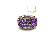 Lade das Bild in den Galerie-Viewer, S306 Silberring mit Amethyst, Rodolith, Safire und Tansanite