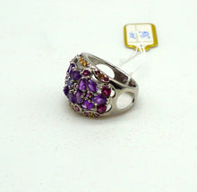 Lade das Bild in den Galerie-Viewer, S306 Silberring mit Amethyst, Rodolith, Safire und Tansanite