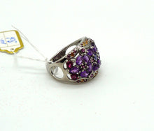 Lade das Bild in den Galerie-Viewer, S306 Silberring mit Amethyst, Rodolith, Safire und Tansanite