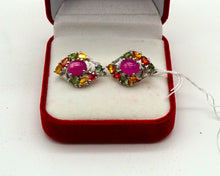 Lade das Bild in den Galerie-Viewer, S301 Ohrstecker mit Rubin und Safire