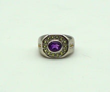 Lade das Bild in den Galerie-Viewer, S1052 Silberring 925 mit Amethyst, Peridot und Safire