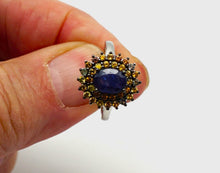 Lade das Bild in den Galerie-Viewer, S403 Silberring 925 mit blauen Safir und Safire