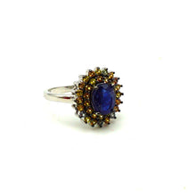 Lade das Bild in den Galerie-Viewer, S403 Silberring 925 mit blauen Safir und Safire