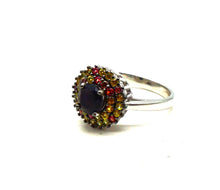 Charger l'image dans la galerie, S453 Bague en argent 925 avec tourmaline et saphirs