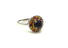 Charger l'image dans la galerie, S453 Bague en argent 925 avec tourmaline et saphirs