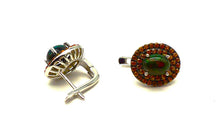 Charger l'image dans la galerie, S459 Boucles d'oreilles en argent 925 avec opale et saphir