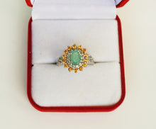 Lade das Bild in den Galerie-Viewer, S224 Silberring 925 mit Smaragd und Safire