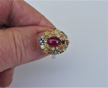 Lade das Bild in den Galerie-Viewer, S258 Silberring mit Rubin und Safire