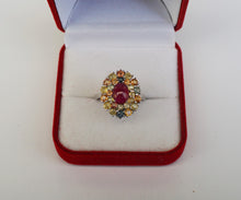 Lade das Bild in den Galerie-Viewer, S258 Silberring mit Rubin und Safire