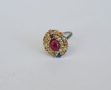 Lade das Bild in den Galerie-Viewer, S258 Silberring mit Rubin und Safire