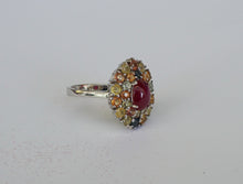 Lade das Bild in den Galerie-Viewer, S258 Silberring mit Rubin und Safire