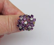 Lade das Bild in den Galerie-Viewer, S261 Silberring 925 mit Amethyst, Aquamarin und Rodolith