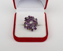 Lade das Bild in den Galerie-Viewer, S261 Silberring 925 mit Amethyst, Aquamarin und Rodolith