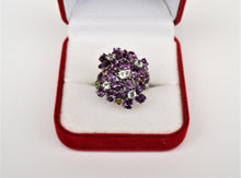 Lade das Bild in den Galerie-Viewer, S261 Silberring 925 mit Amethyst, Aquamarin und Rodolith