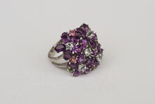 Lade das Bild in den Galerie-Viewer, S261 Silberring 925 mit Amethyst, Aquamarin und Rodolith