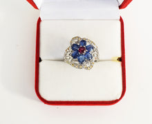 Lade das Bild in den Galerie-Viewer, S270 Silberring 925 mit Kyanit, Rodolithe und Safire