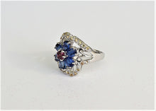 Lade das Bild in den Galerie-Viewer, S270 Silberring 925 mit Kyanit, Rodolithe und Safire