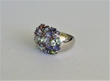 Lade das Bild in den Galerie-Viewer, S271 Silberring 925 mit Aquamarin, Chrom Diopsid, Rodolithe und Tansanit