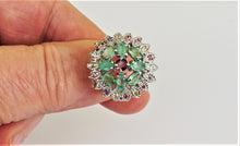 Lade das Bild in den Galerie-Viewer, S273 Silberring 925 mit Smaragd, Rodolithe und Safire