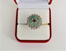 Lade das Bild in den Galerie-Viewer, S273 Silberring 925 mit Smaragd, Rodolithe und Safire