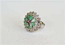 Lade das Bild in den Galerie-Viewer, S273 Silberring 925 mit Smaragd, Rodolithe und Safire