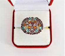 Lade das Bild in den Galerie-Viewer, S276 Silberring 925 mit Apatit, Citrine, Rodolithe, Safire