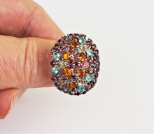 Lade das Bild in den Galerie-Viewer, S276 Silberring 925 mit Apatit, Citrine, Rodolithe, Safire