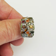 Lade das Bild in den Galerie-Viewer, S910 Silberring 925 mit Turmalin, Safir, Chrom Diopsid und Tansanit