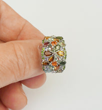 Lade das Bild in den Galerie-Viewer, S910 Silberring 925 mit Turmalin, Safir, Chrom Diopsid und Tansanit