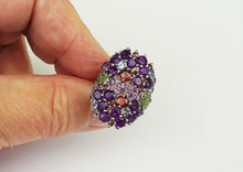 Lade das Bild in den Galerie-Viewer, S917 Silberring 925 mit Amethyst, Diopsid, Rodolithe und Tansanite