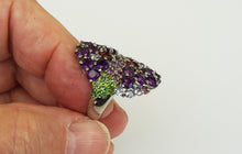 Lade das Bild in den Galerie-Viewer, S917 Silberring 925 mit Amethyst, Diopsid, Rodolithe und Tansanite