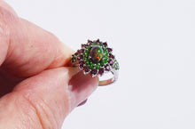 Lade das Bild in den Galerie-Viewer, S929 Silberring 925 mit Black Opal, Diopsid und Rodolith