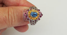 Lade das Bild in den Galerie-Viewer, S957 Silberring 925 mit Kyanit, Rodolith und Safire
