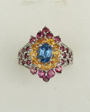 Lade das Bild in den Galerie-Viewer, S957 Silberring 925 mit Kyanit, Rodolith und Safire