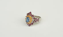 Lade das Bild in den Galerie-Viewer, S957 Silberring 925 mit Kyanit, Rodolith und Safire