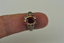 Lade das Bild in den Galerie-Viewer, S967 Silberring 925 mit Rubin und Safire