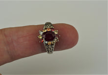 Lade das Bild in den Galerie-Viewer, S967 Silberring 925 mit Rubin und Safire