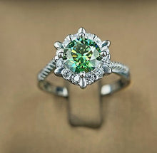 Load image into Gallery viewer, S605 Moissanit Grün Silber Ring
