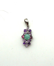 Charger l'image dans la galerie, S262 Silber Anhänger 925 mit Smaragd und Amethyst

