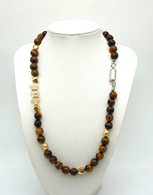 Lade das Bild in den Galerie-Viewer, P128 Halskette aus Tigerauge/Bergkristall, facettiert
