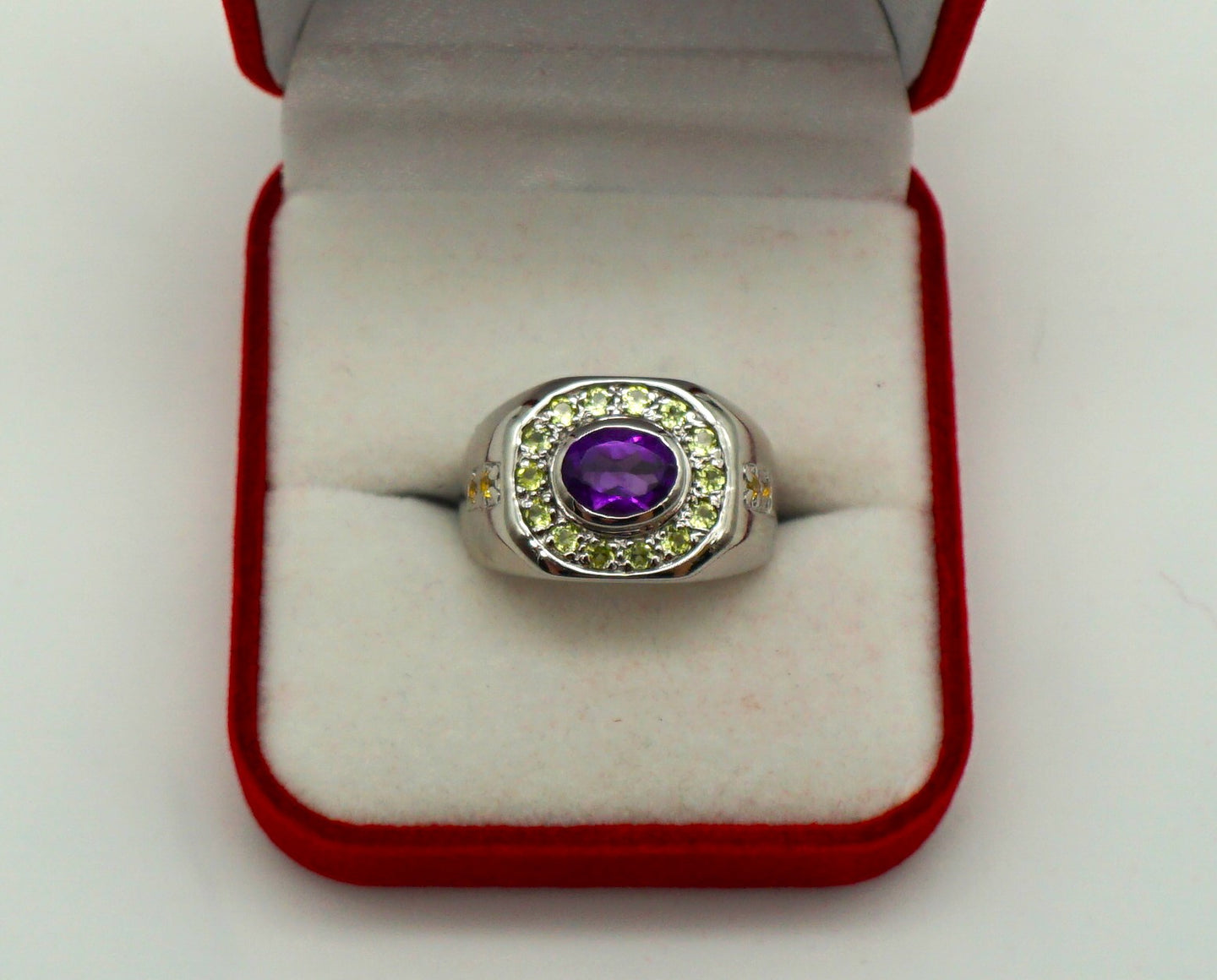 S1052 Silberring 925 mit Amethyst, Peridot und Safire