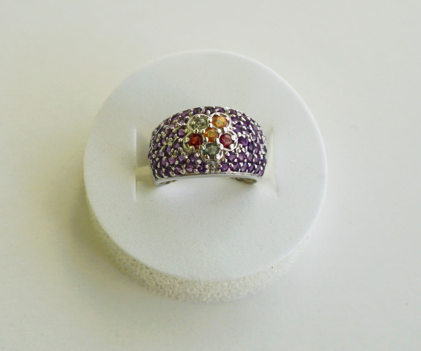 S926 Silberring 925 mit Safire und Amethyste